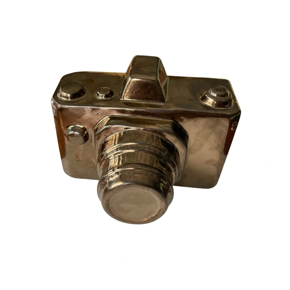 Ceramic Camera Olympus Style Bronze Retro Photo Studio Decor Modern Art Design